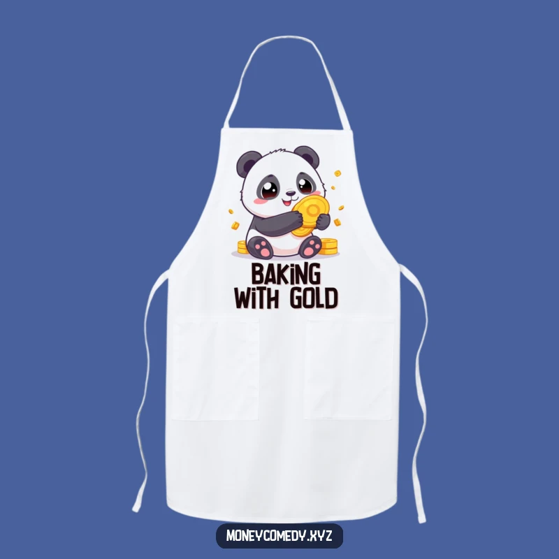 Funny Panda Fortune Apron - Chef Chubby Panda Gold Coins Kitchen Gift