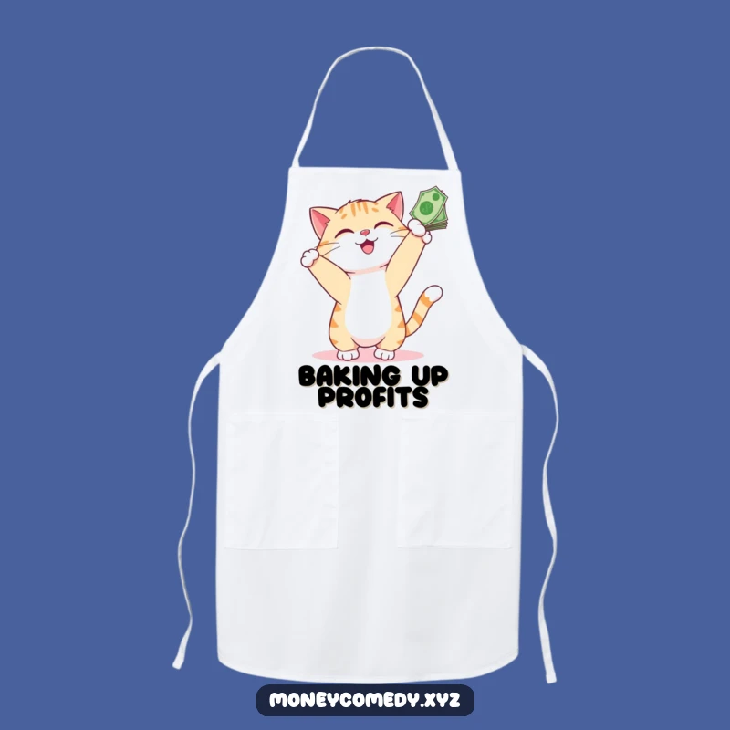 Funny Cat Money Apron - Chef Playful Feline Bills Cash Kitchen Gift