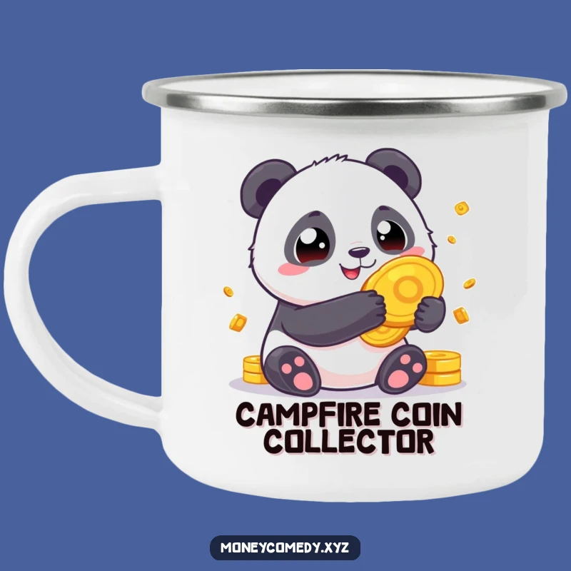 Funny Panda Fortune Camping Mug - Chubby Panda Gold Coins Camp Gift