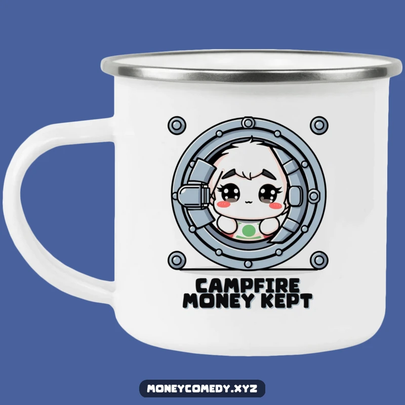 Funny Shy Dollar Camping Mug: Cautious Sips Outdoors, A Hilarious Funny Gift