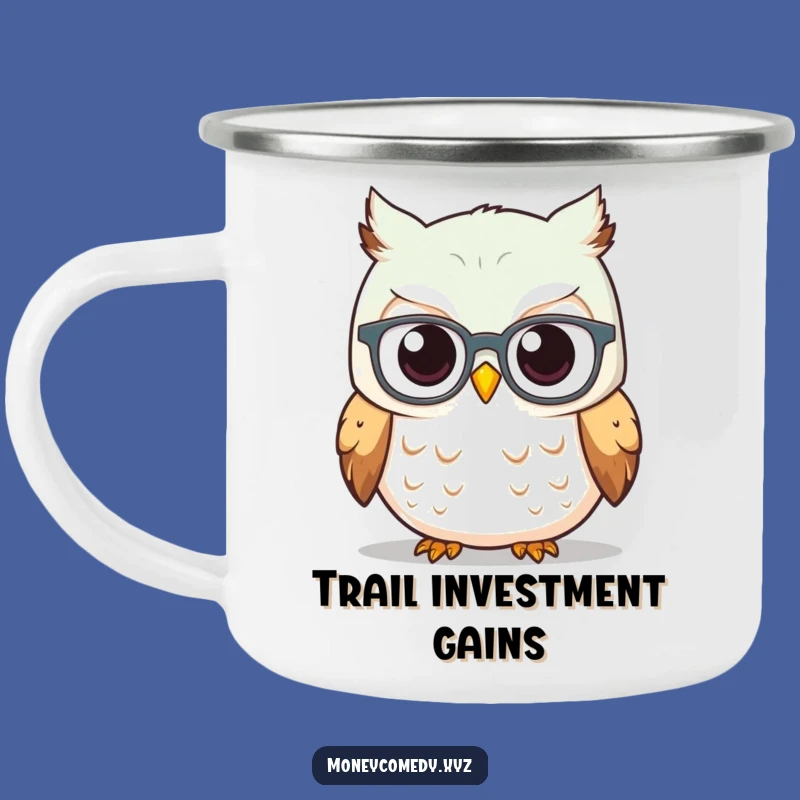 Funny Owl Investor Camping Mug - Spectacled Owl Stock Graph Camp Gift