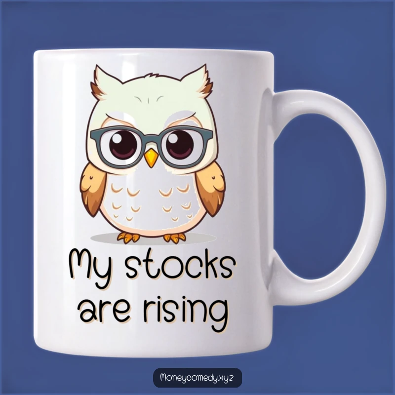 Funny Owl Investor Mug - Curious Spectacled Owl Stock Graph Growth Gift