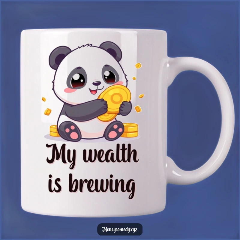 Funny Panda Fortune Mug - Chubby Panda Gold Coins Wealthy Gift