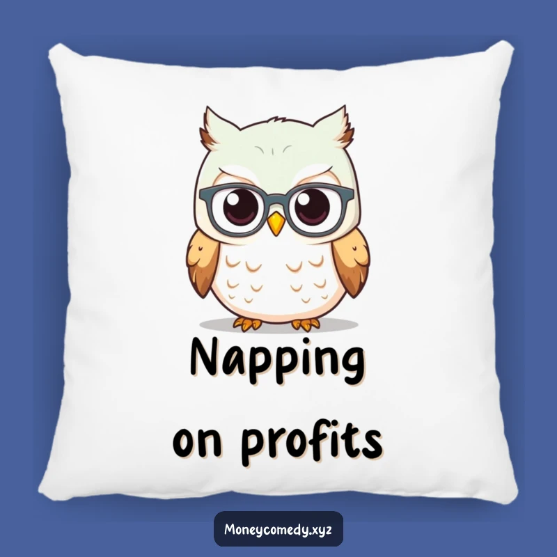 Funny Owl Investor Pillow - Cozy Spectacled Owl Stock Graph Decor Gift