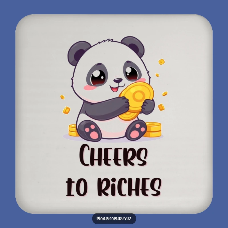 Funny Panda Fortune Coaster Set - Chubby Panda Gold Coins Protect Gift