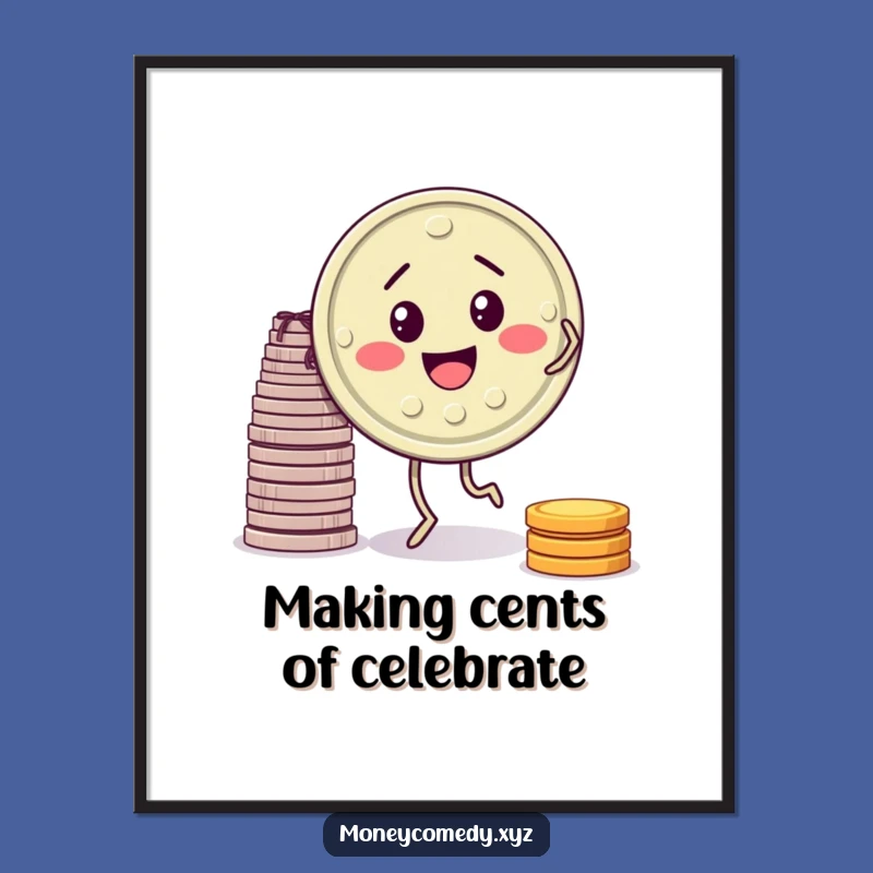 Funny Free Printable Wall Art: Jigging Coin Money Dance Downloadable Art Gift