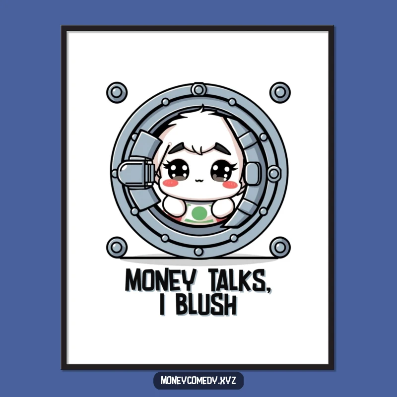 Funny Free Printable Wall Art: Shy Dollar Bill Vault Peek Downloadable Art Gift