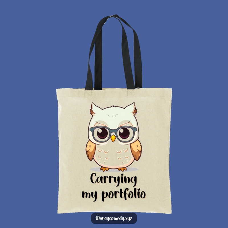 Funny Owl Investor Tote Bag - Curious Spectacled Owl Stock Graph Carryall Gift
